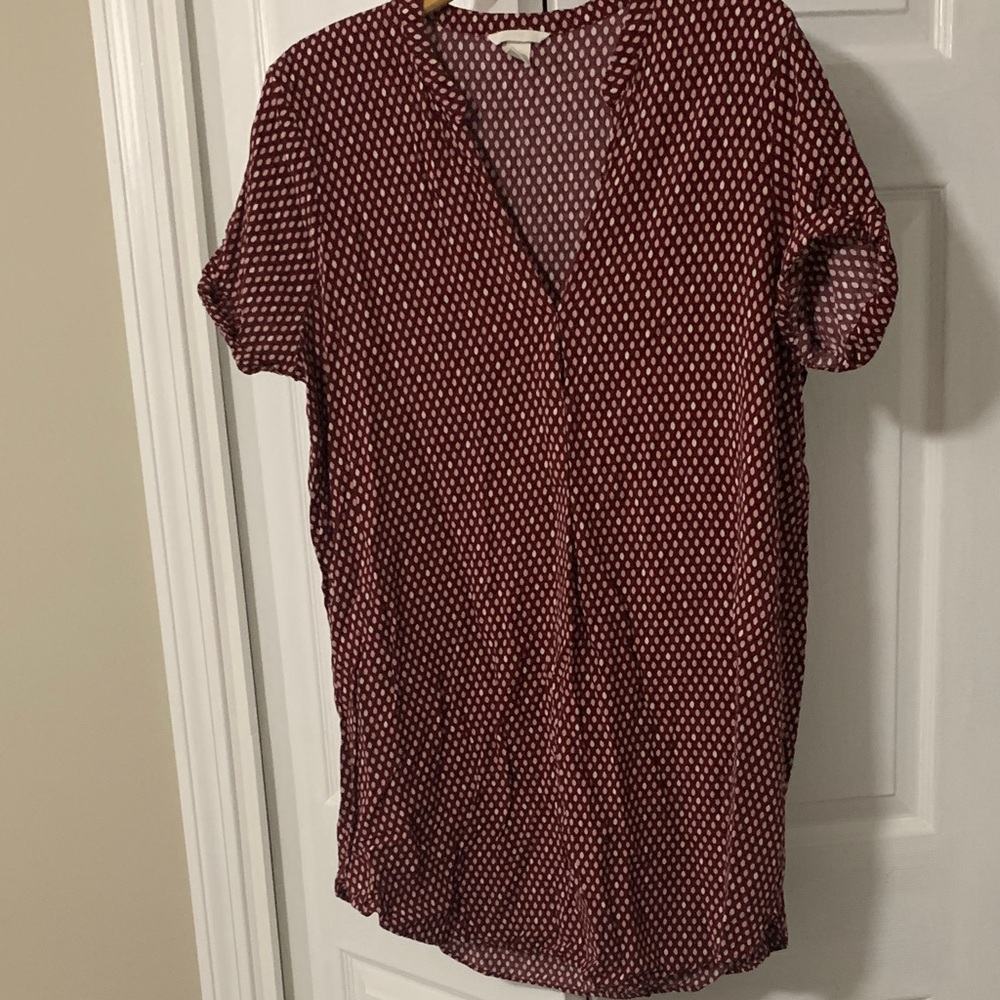 H&M Burgundy and White Patterned Tunic